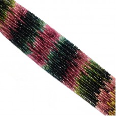 Multi tourmaline 3.5mm rondelle facet beads strand